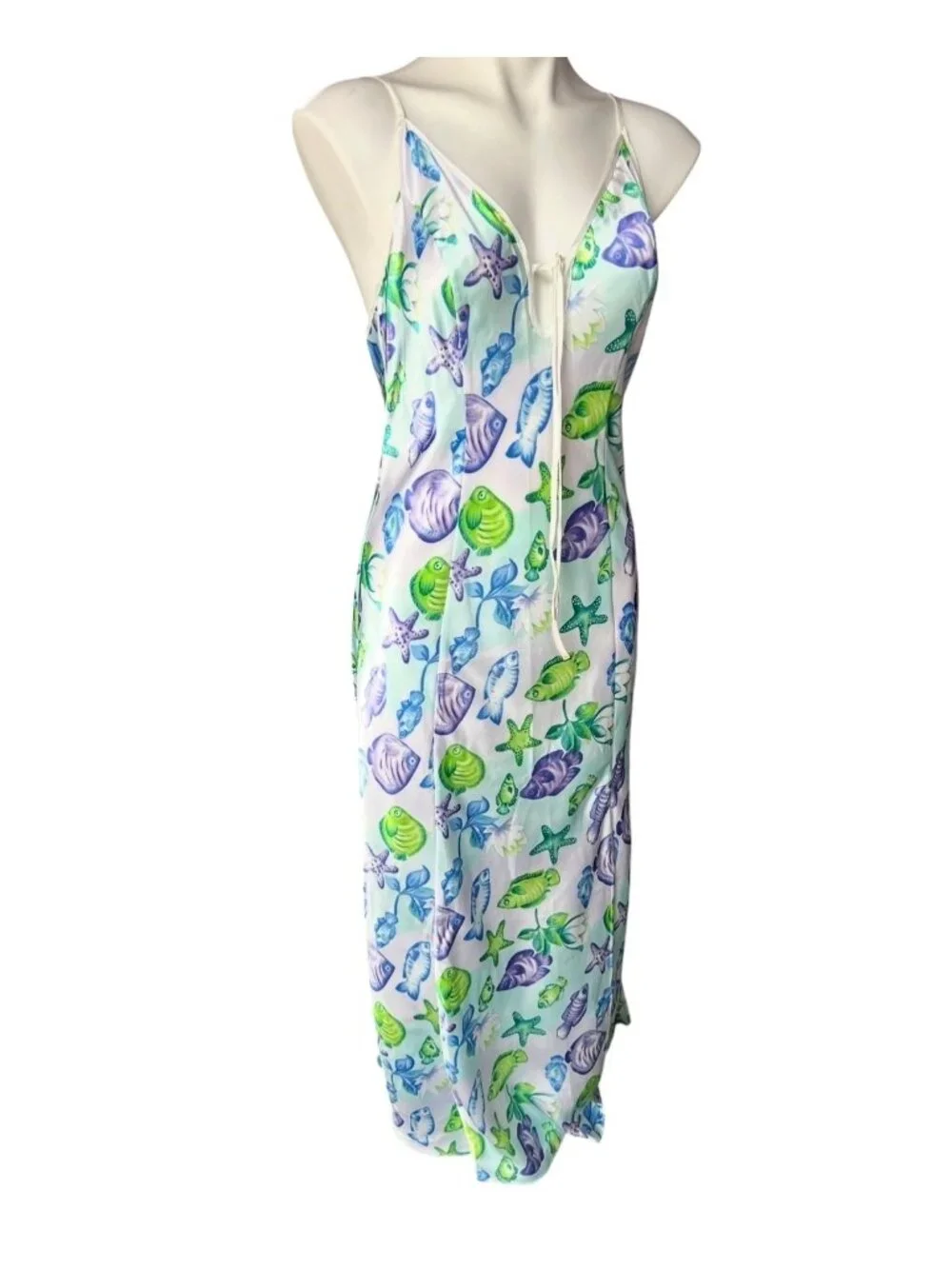 Victorias Secret Slip Dress Women's Size M Satin Blue Green Purple Adj. Straps - Picture 3 of 12